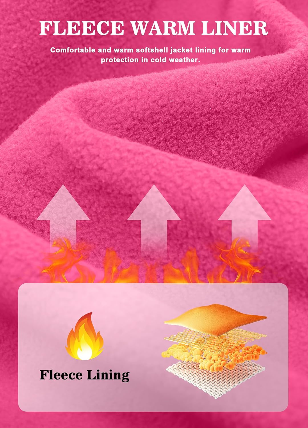 ATLASLAVA Damen Softshelljacke Leichte mit Fleece-Futter Kapuze Windjacke Laufen Wandern S Rosa, S R