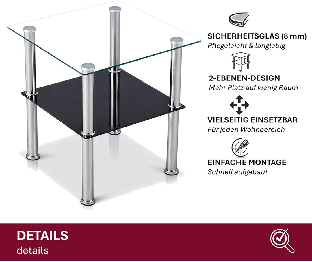 CasaXXl Couchtisch Glas mit Sicherheitsglas & Facettenschliff - Glastisch perfekt geeignet als Beist