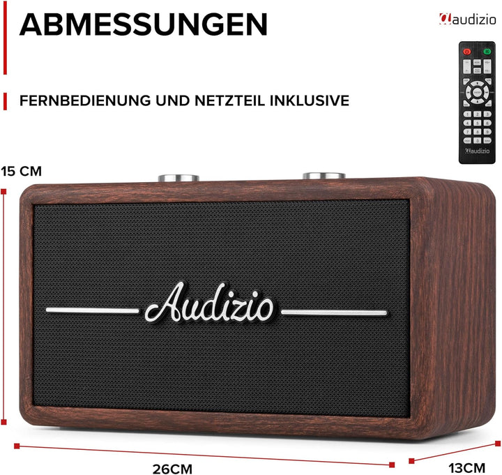 Audizio Tune60 - DAB Radio mit Bluetooth Lautsprecher, Fernbedienung, FM, 40 Watt, Batterie- Netzbet