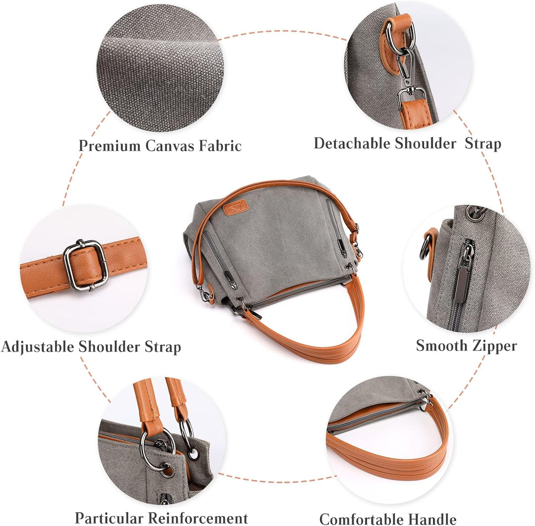 CORIOS Retro Damen Handtasche Canvas Schultertasche Henkeltasche Tragetasche Casual Umhängetasche Mu