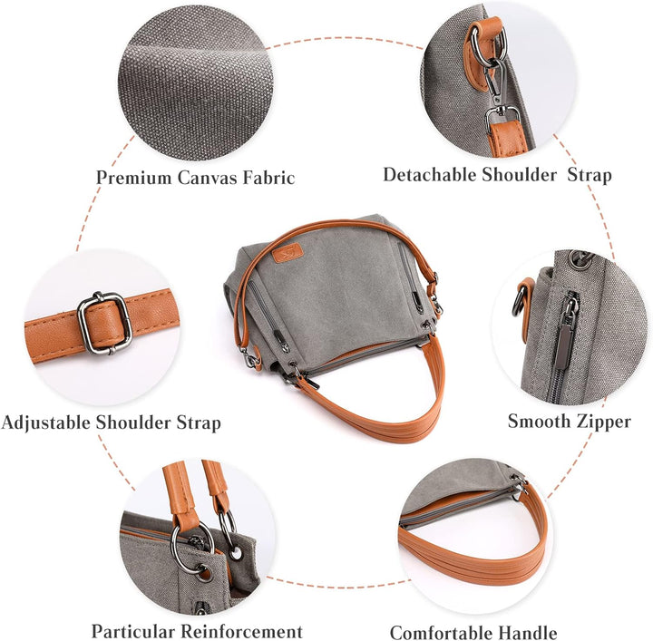 CORIOS Retro Damen Handtasche Canvas Schultertasche Henkeltasche Tragetasche Casual Umhängetasche Mu