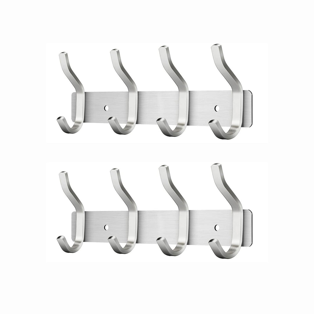 Garderobenhaken Edelstahl, Hakenleiste Kleiderhaken Wand mit 4 Haken, Garderobe Garderobenleiste Wan