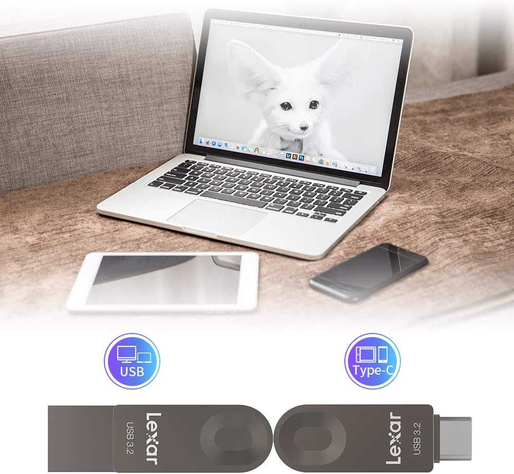 Lexar USB-Stick 3.2 128 GB, Gen 1, USB C & USB A, Lesegeschwindigkeit bis zu 100 MB/s, unterstützt O