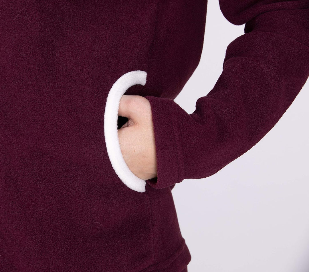 SLOUCHER Fleece-Anzug Hausanzug aus wärmenden Fleece für Damen, Farbe:Bordeaux, Grösse:60-62