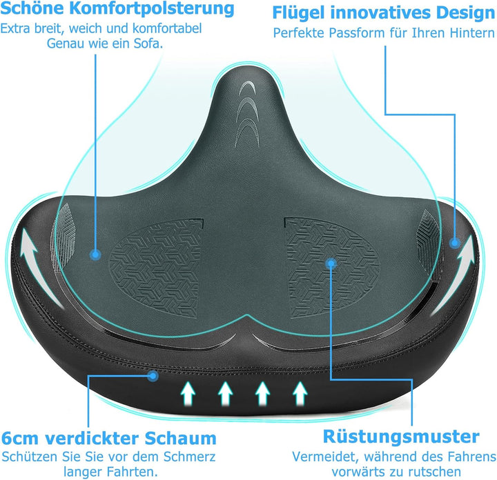Übergrosser Fahrradsattel Herren Damen Bequem, Extra Breit Weich Schaum Gepolstert Fahrradsitz Ergon