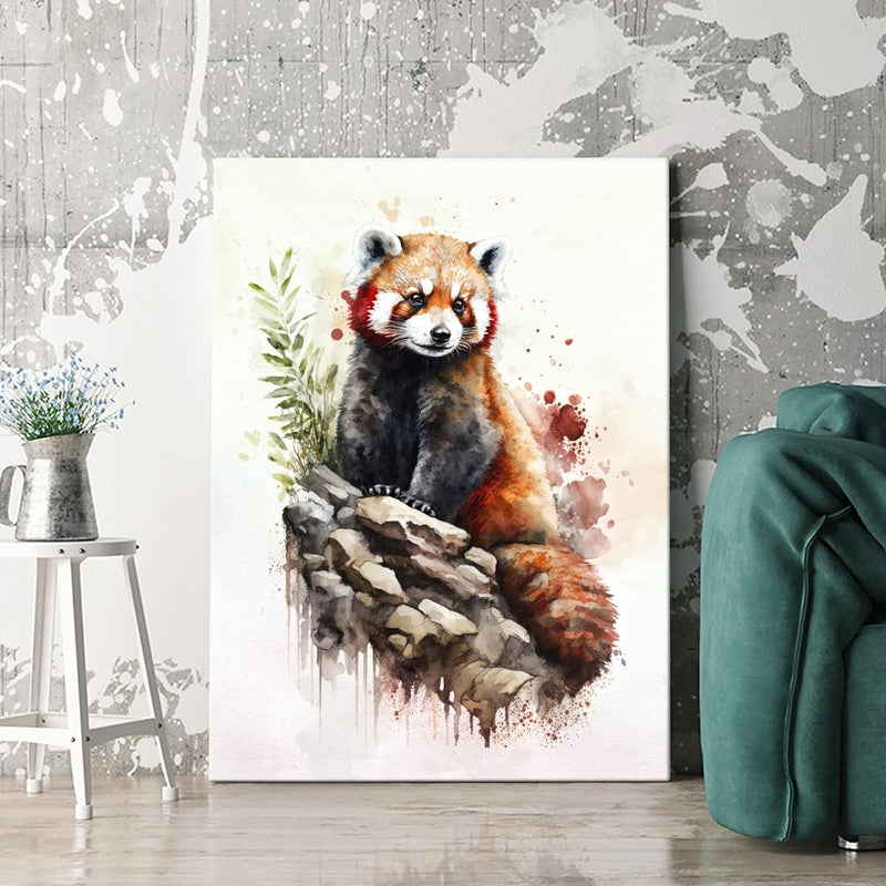 Artmazing | Katzenbärbild gross | Bilder Roter Panda modern auf Leinwand | Katzenbärbilder Modern |