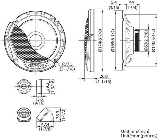 Kenwood KFC-E170P 170mm 2-Wege-Kompontensystem mit Tieftonkonus (300 Watt Spitzenbelastbarkeit)