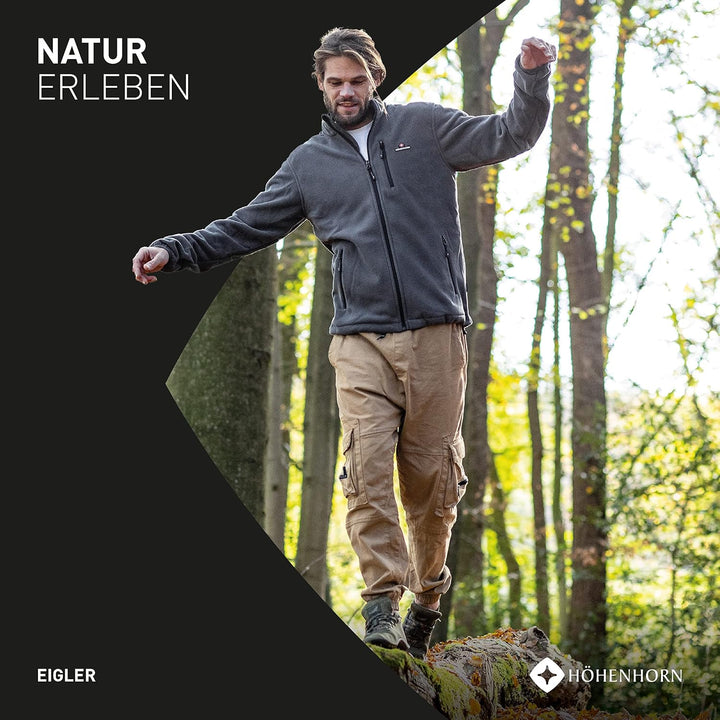 Höhenhorn Eigler Herren Fleece Jacke Full Zip Outdoor Wander Trekking, Grün