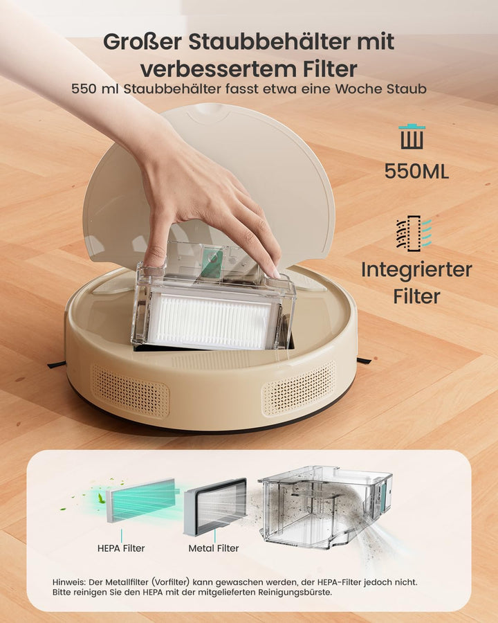 Lefant M310C Saugroboter, 4500Pa Staubsauger Roboter mit Präzise Entfernungsnavigation, 150Mins, HEP