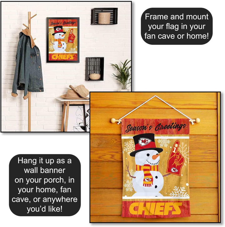 Kansas City Chiefs Urlaub Winter Schnee Garten Flagge Doppelseitiges Banner