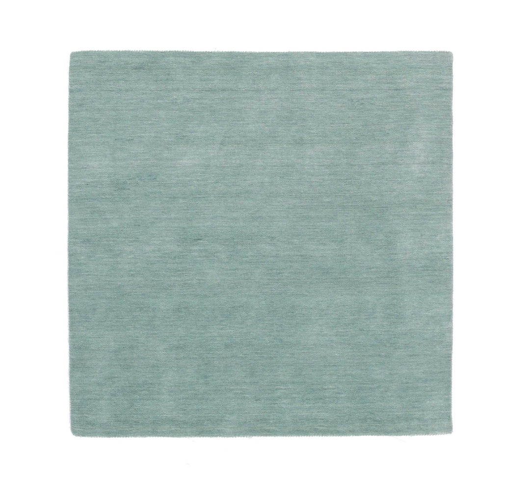 RUG PRINCE Wollteppich Gabbeh Uni 60x60 Handgewebt Quadratisch Türkis Einfarbig Handarbeit Türkis 60