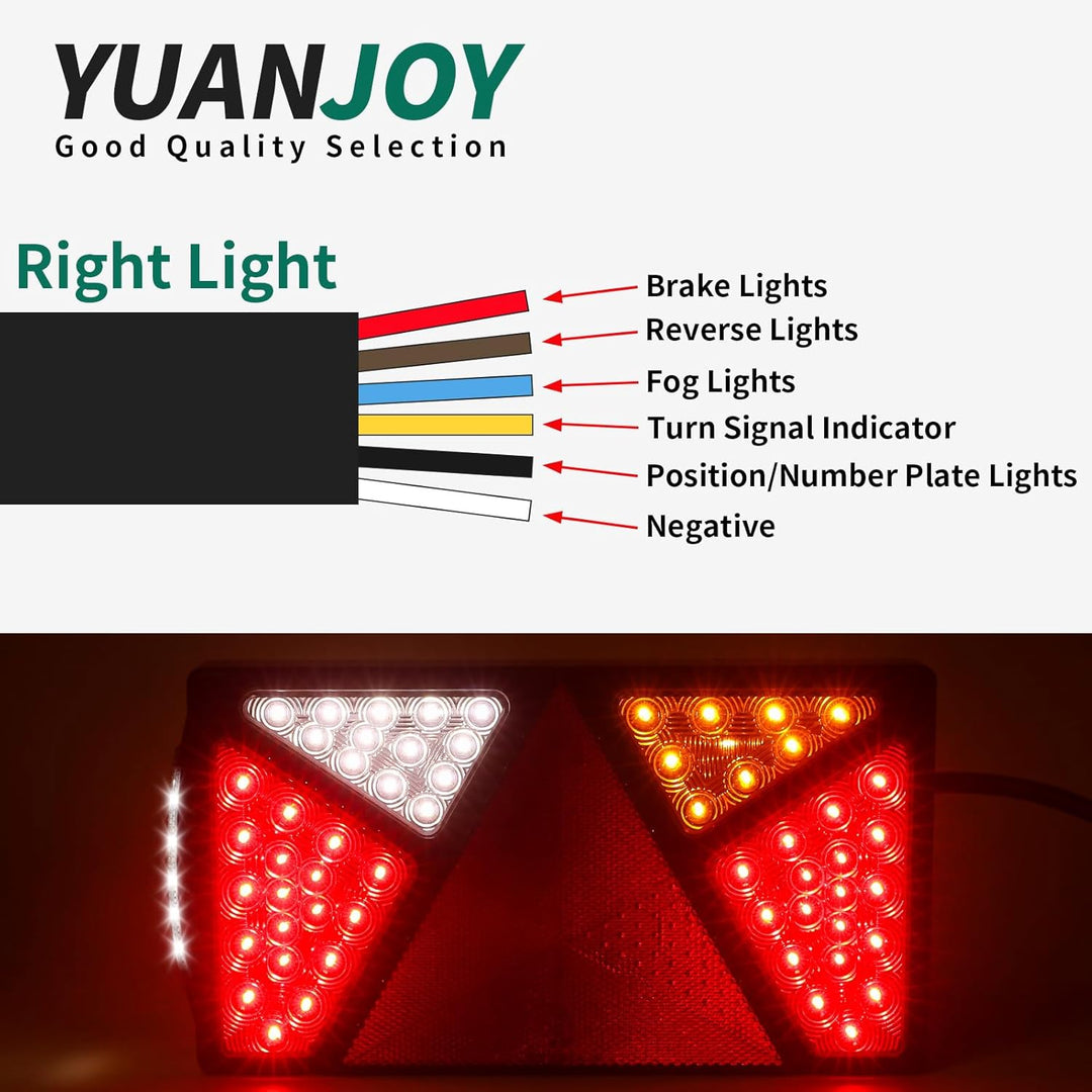 Yuanjoy 2 Pack 12V 24V PKW-Anhänger LED Rückleuchten Satz mit E-Prüfzeichen, Wasserdicht LKW Rücklic