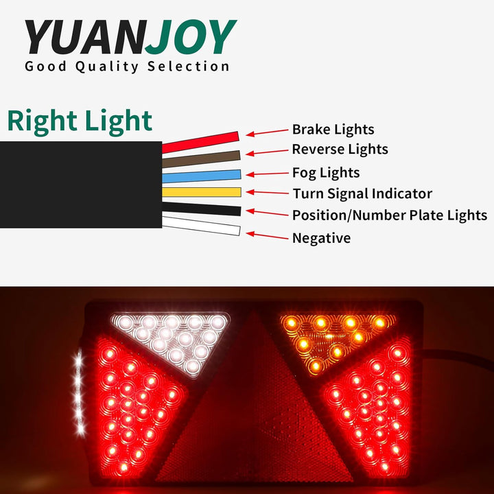Yuanjoy 2 Pack 12V 24V PKW-Anhänger LED Rückleuchten Satz mit E-Prüfzeichen, Wasserdicht LKW Rücklic