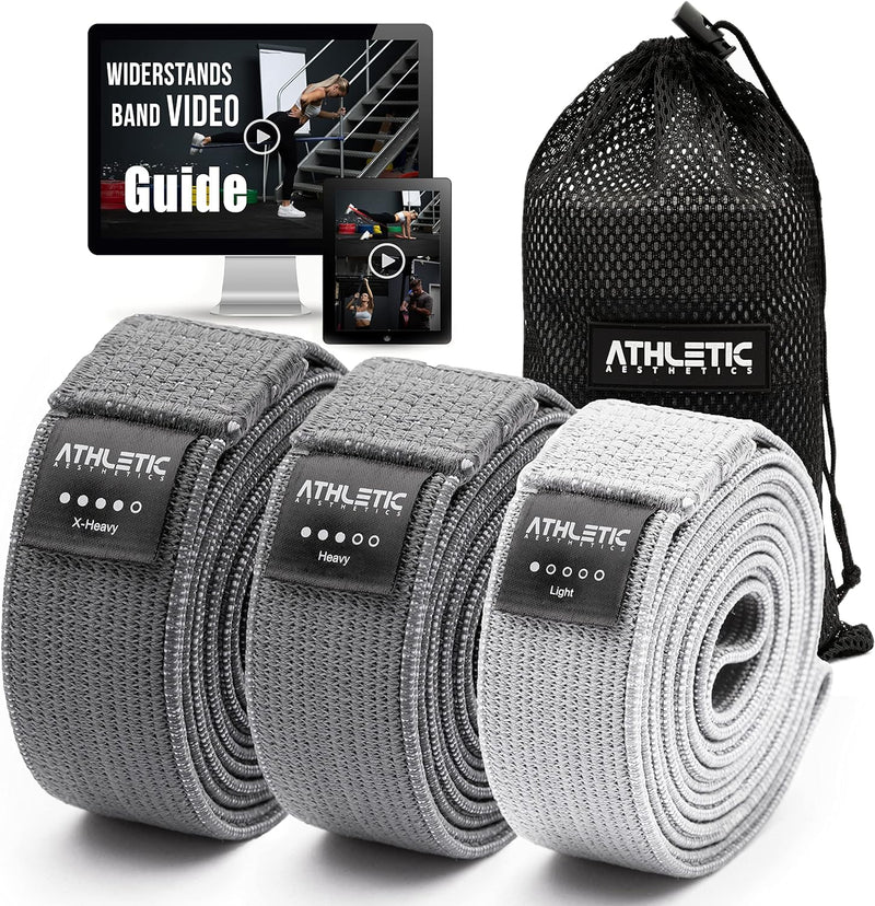 ATHLETIC AESTHETICS Premium Resistance Bands/Widerstandsbänder mit Stoff [ Als Fitnessband und Fitne