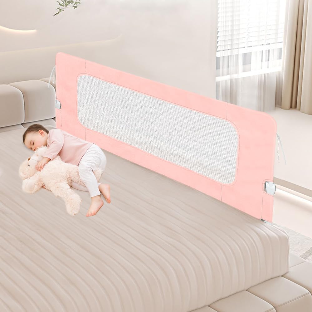 OHMG Bettgeländer,Sicherheitsgitter für Kinder,Sicherheitsgitter für Bett,höhenverstellbar,tragbar,B
