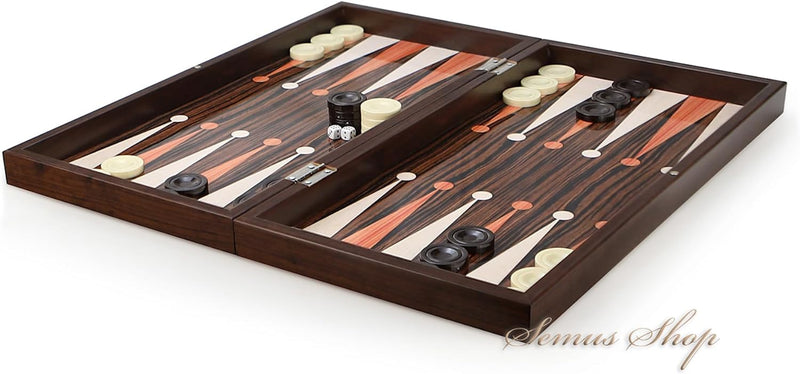 Luxus Classic Ebenholz Optik Wood Backgammon Tavla XXL