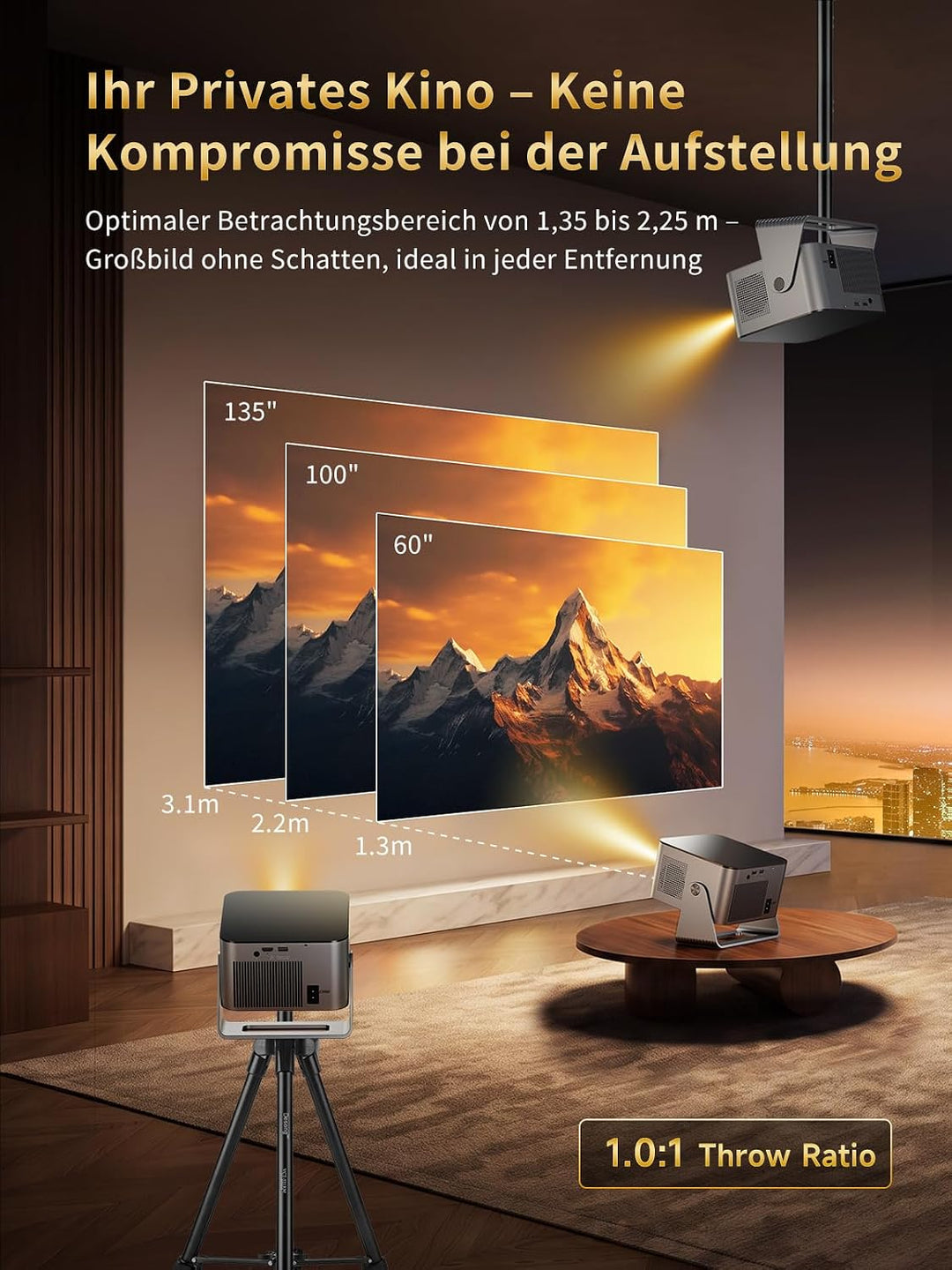 Mini Beamer mit Google TV, Native Full HD 1080P Smart Projektor 650 ANSI