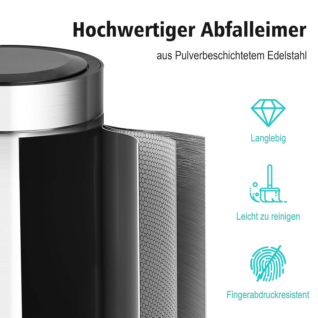 Ribelli 30L Mülleimer mit Sensor - Abfalleimer aus Edelstahl - automatisches Öffnen und Schliessen -