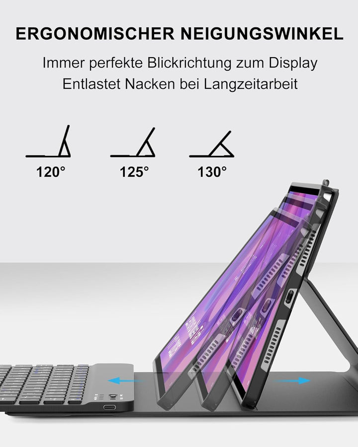 Hülle mit Tastatur für Lenovo Idea Tab 11" (2025) TB336FU/TB336ZU, Bluetooth Keyboard Schutzcase QWE