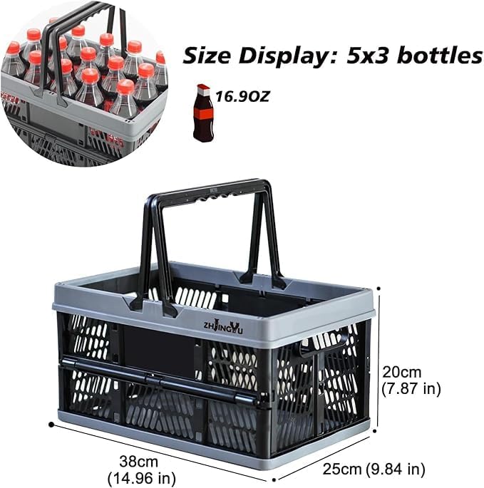 ZHJINGYU Plastic Folding Storage Crate Stackable Grocery Bin Container Einkaufskorb, für Küche Wohnz