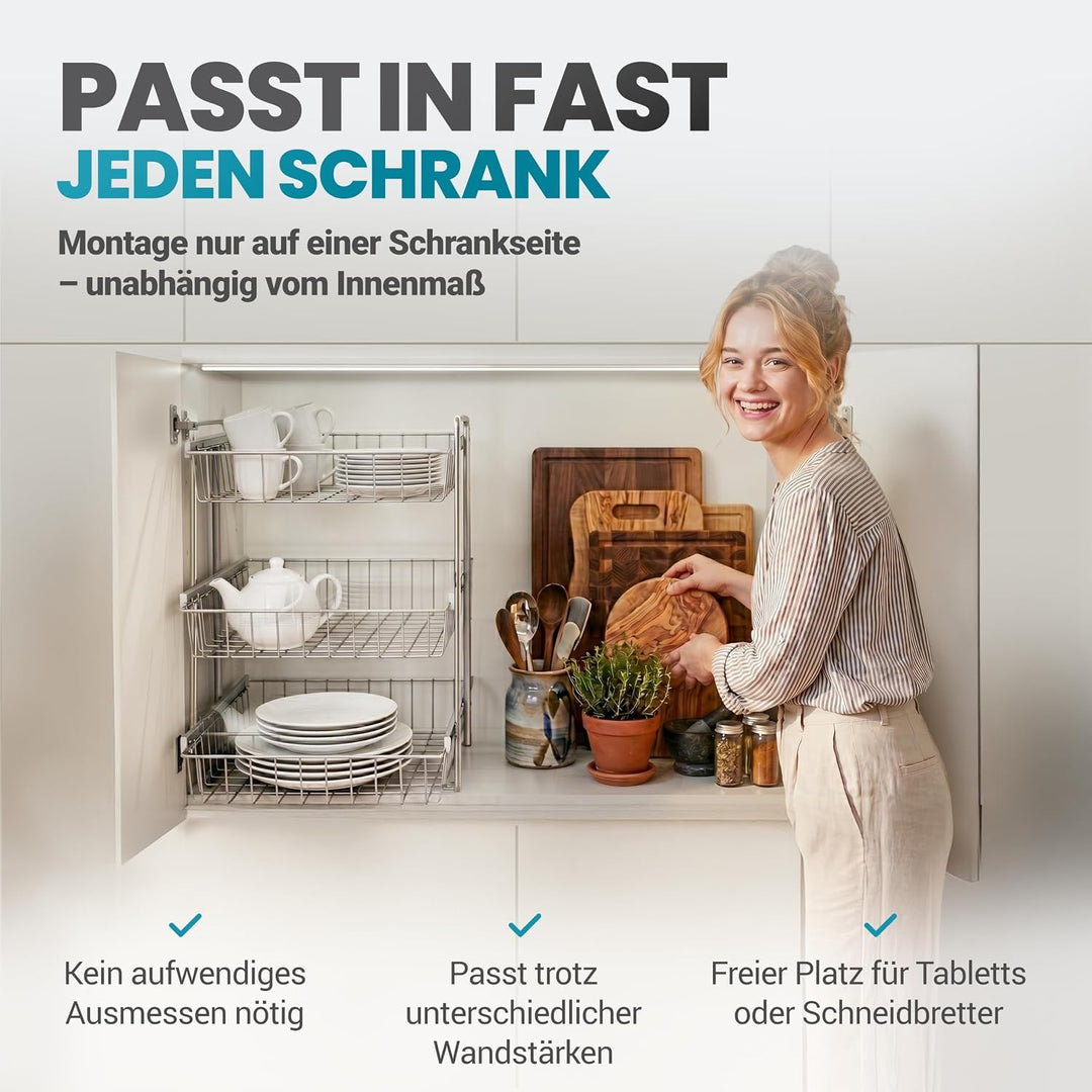Teleskopschublade für 30cm Schrank – Premium Schrankauszug Küche zum Nachrüsten – Einfache Montage –