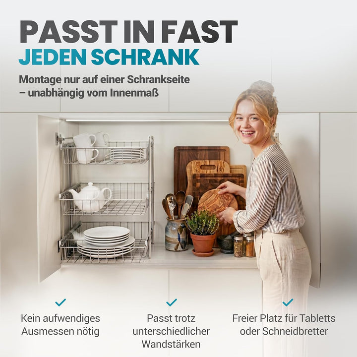 Teleskopschublade für 30cm Schrank – Premium Schrankauszug Küche zum Nachrüsten – Einfache Montage –