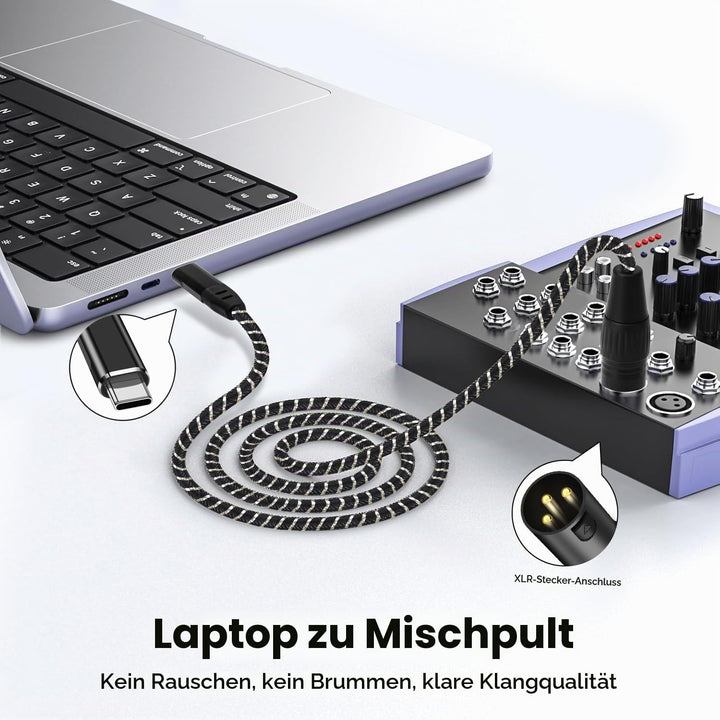 USB C auf XLR Audiokabel,2M Type C auf XLR Male Output Stereo Kabel,für Verstärker, Lautsprecher, Mi