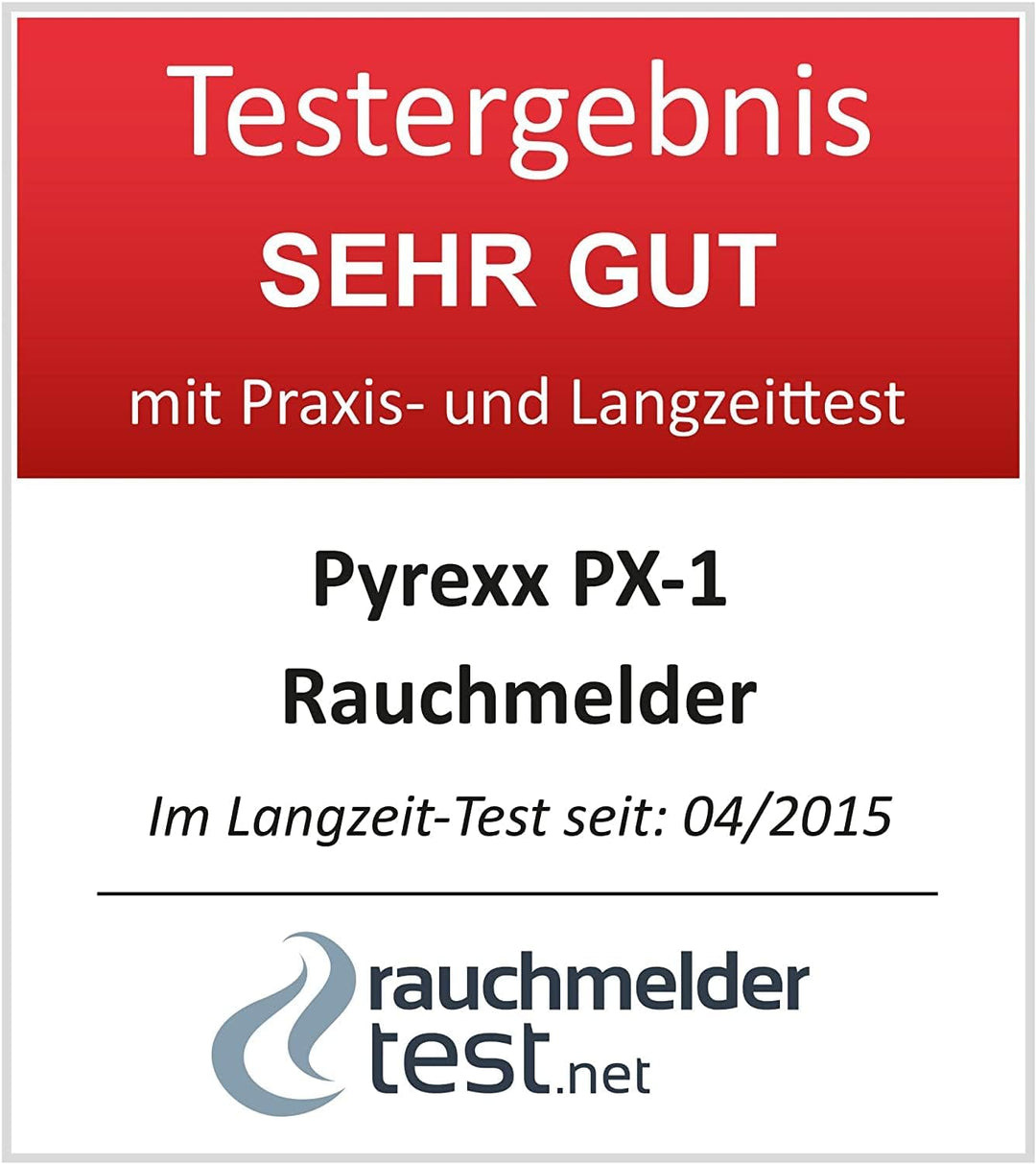 Pyrexx PX-1 Rauchwarnmelder - 1 Stück - 12 Jahre Batterie mit Magnet-Halterung ohne Bohren und LED-B