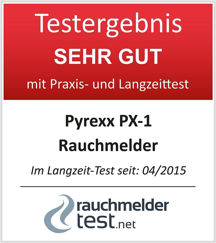 Pyrexx PX-1 Rauchwarnmelder - 1 Stück - 12 Jahre Batterie mit Magnet-Halterung ohne Bohren und LED-B