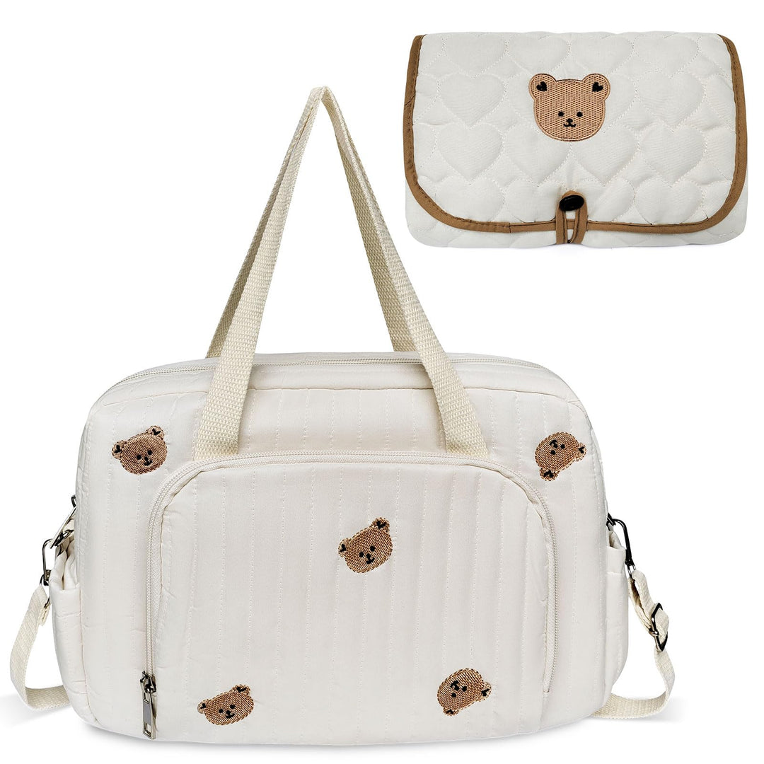 Wickeltasche für Babys, mittelgross, verstellbarer Riemen, Baumwollbär, multifunktionale Kuriertasch