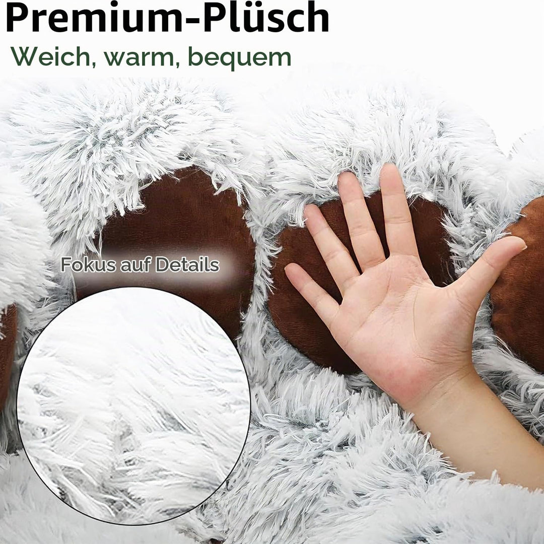 65cm Ø Flauschig Hundebett Katzenbett Bärentatzen-Design Hundekissen Katzenkissen Waschbar Hundekorb
