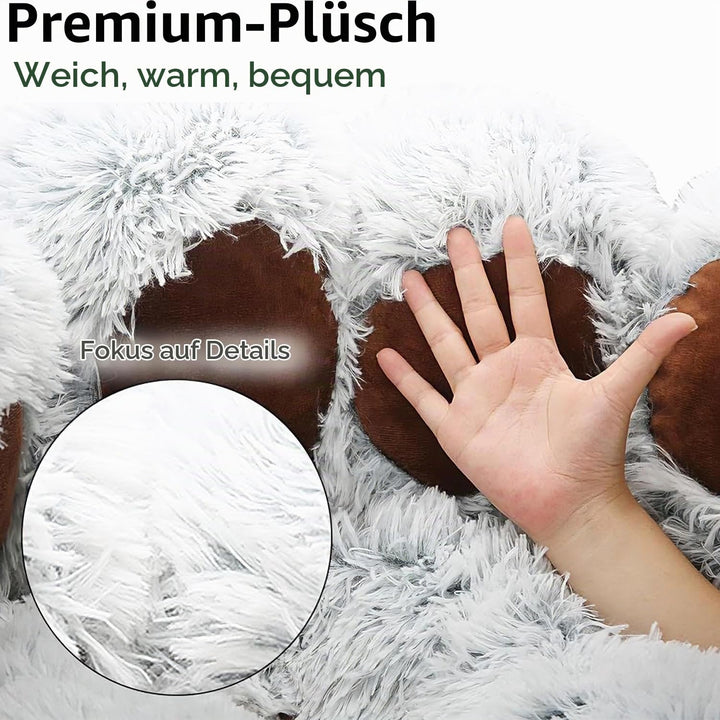50cm Ø Flauschig Hundebett Katzenbett Bärentatzen-Design Hundekissen Katzenkissen Waschbar Hundekorb