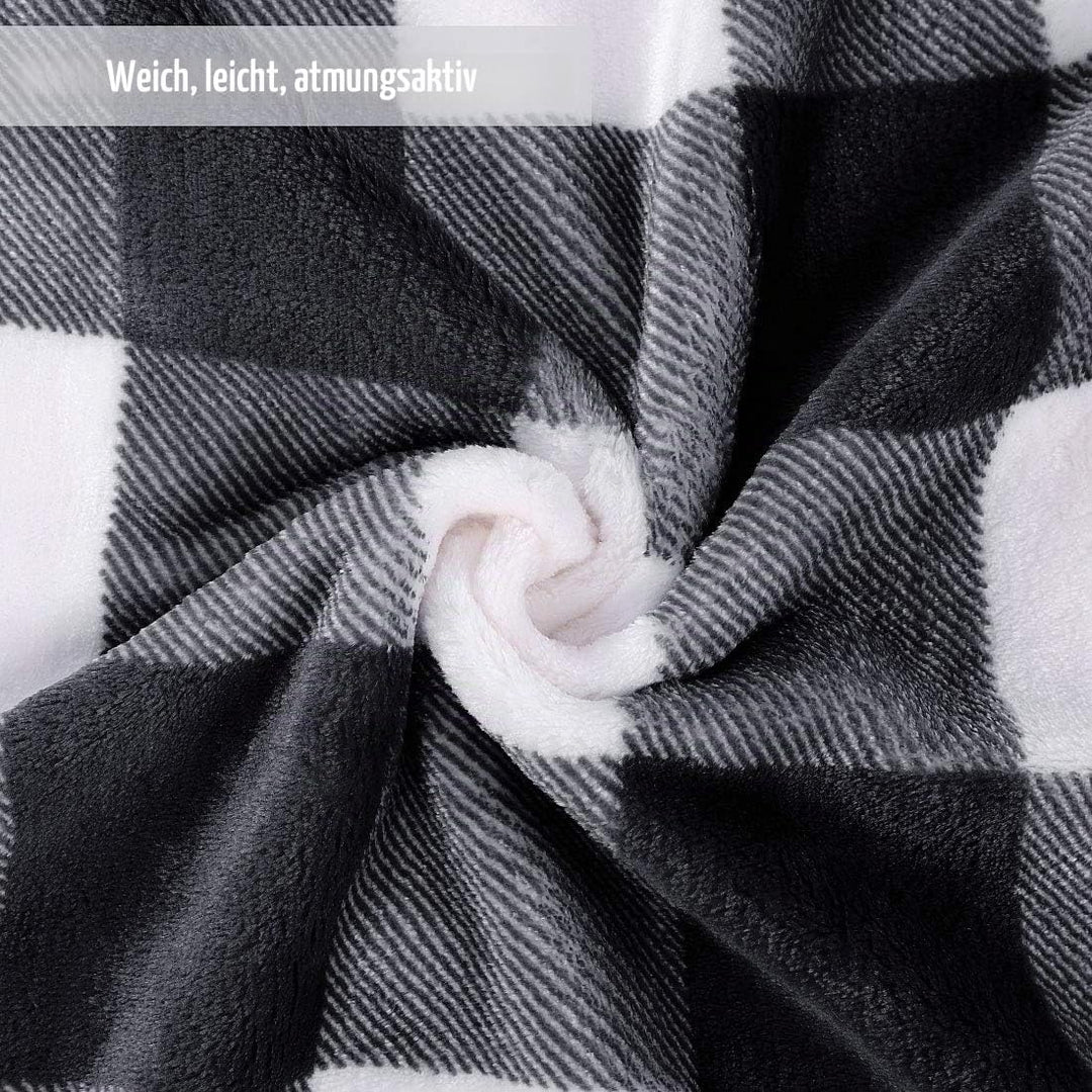 PiccoCasa Karierte Decke Wolldecke Grosse Decke Tagesdecke Fleecedecke Warme & weiche Wohn- & Kusche