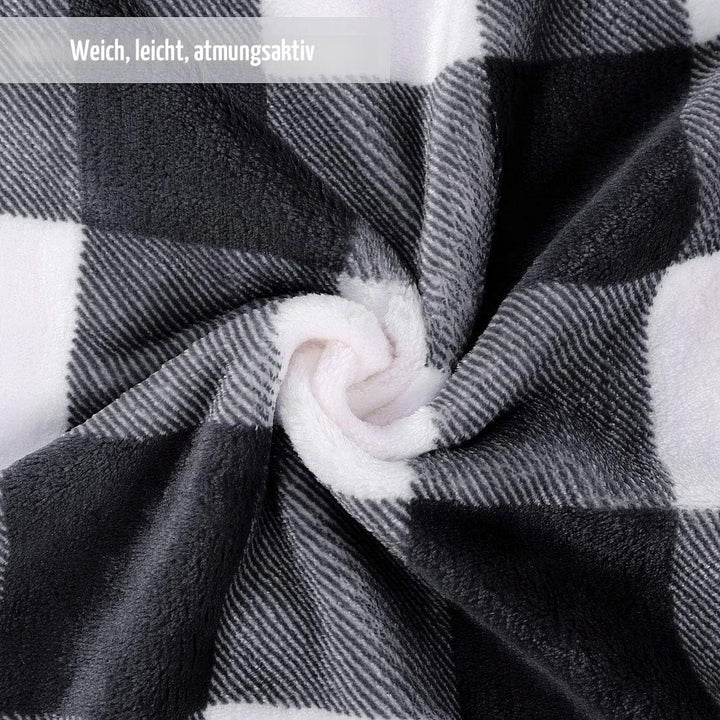 PiccoCasa Karierte Decke Wolldecke Grosse Decke Tagesdecke Fleecedecke Warme & weiche Wohn- & Kusche