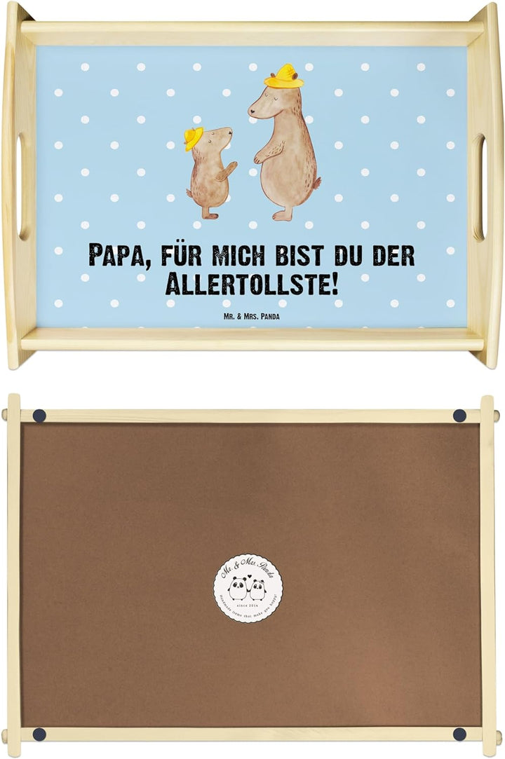 Mr. &amp; Mrs. Panda Serviertablett Bären mit Hut - Geschenk, Küchentablett, Vatertag, Bruder, Dad, Fami