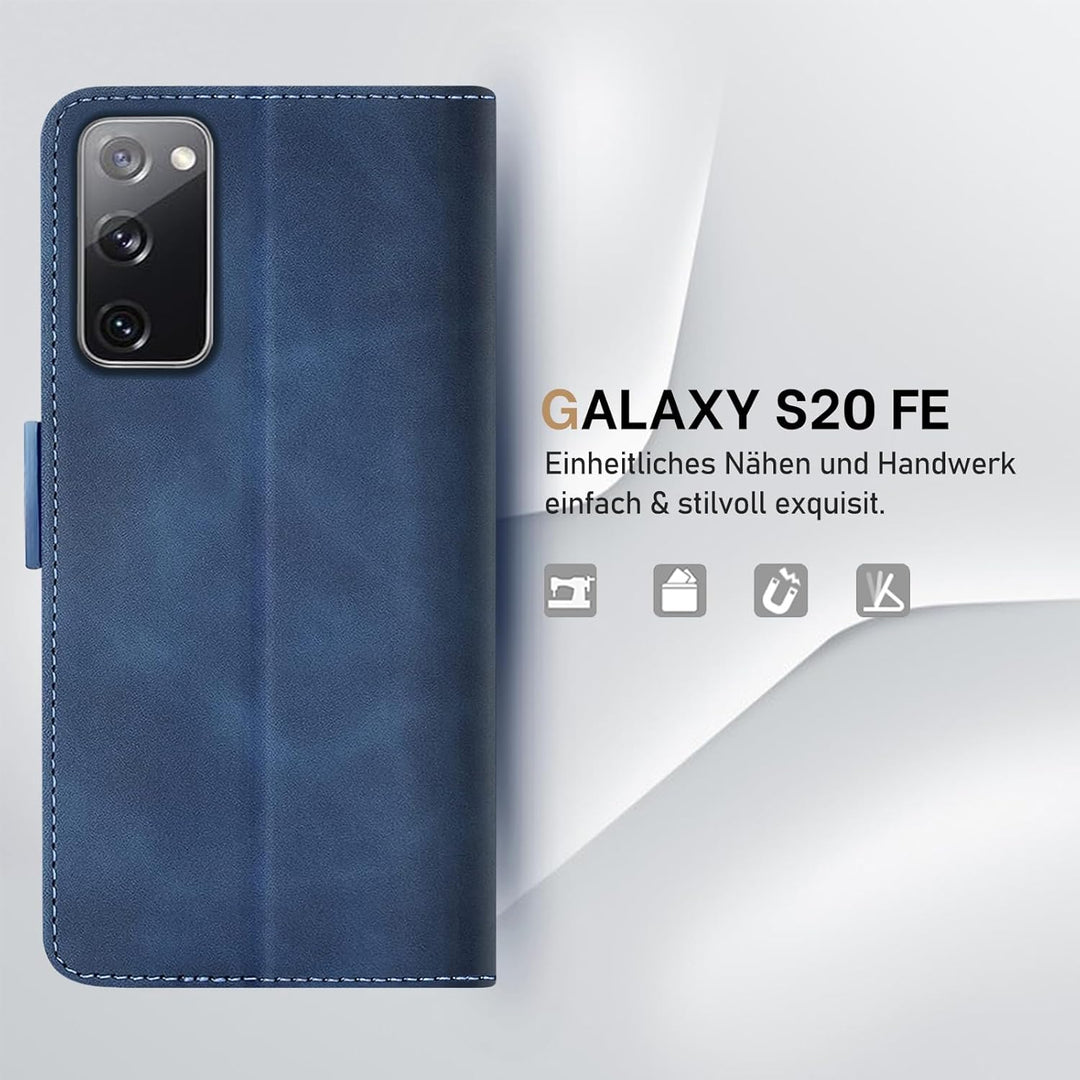 für Samsung S20 FE Hülle mit Schutzfolie Klapphülle Kartenfach Handyhülle für Samsung Galaxy S20 FE