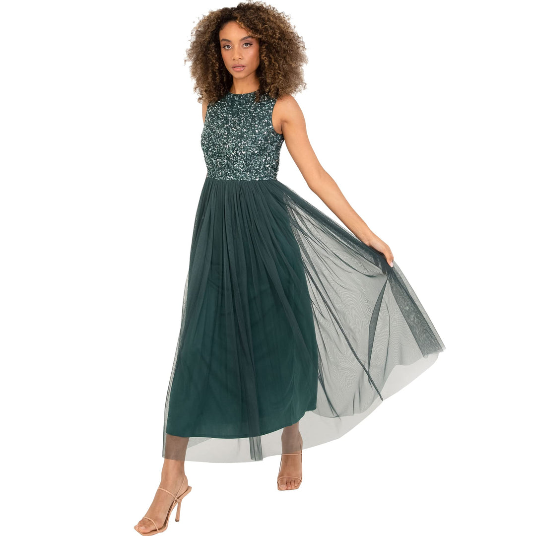 Maya Deluxe Damen Bridesmaid Dress Emerald Green 48, Emerald Green 48