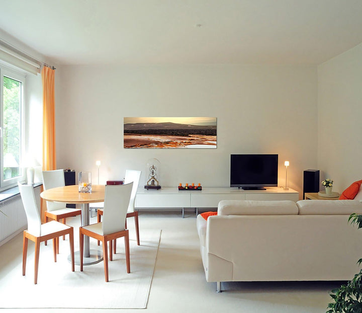 Paul Sinus Art Panoramabild auf Leinwand und Keilrahmen 150x50cm Island Fumarolen Thermalquellen Ber
