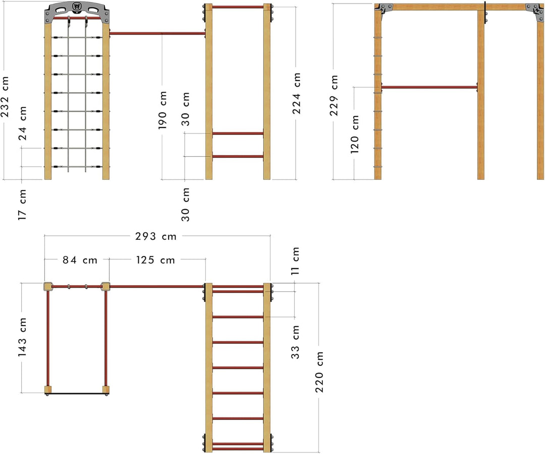 Wickey Fitnessgerät - Fit Base 820 - Outdoor Fitnessstudio, Gym für Zuhause, Klettern und Sport für