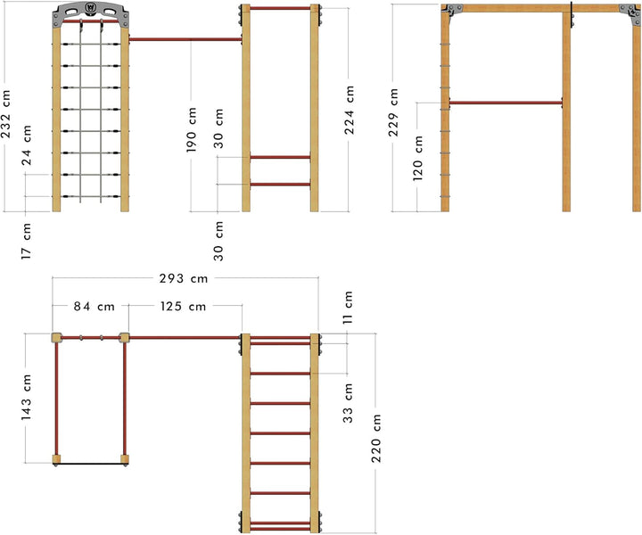 Wickey Fitnessgerät - Fit Base 820 - Outdoor Fitnessstudio, Gym für Zuhause, Klettern und Sport für