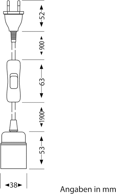 ledscom.de 3x Textilkabel LEHA, Stecker, Schalter, schwarz, 3m, Lampen-Fassung, 1x E27 max. 60W 3 St
