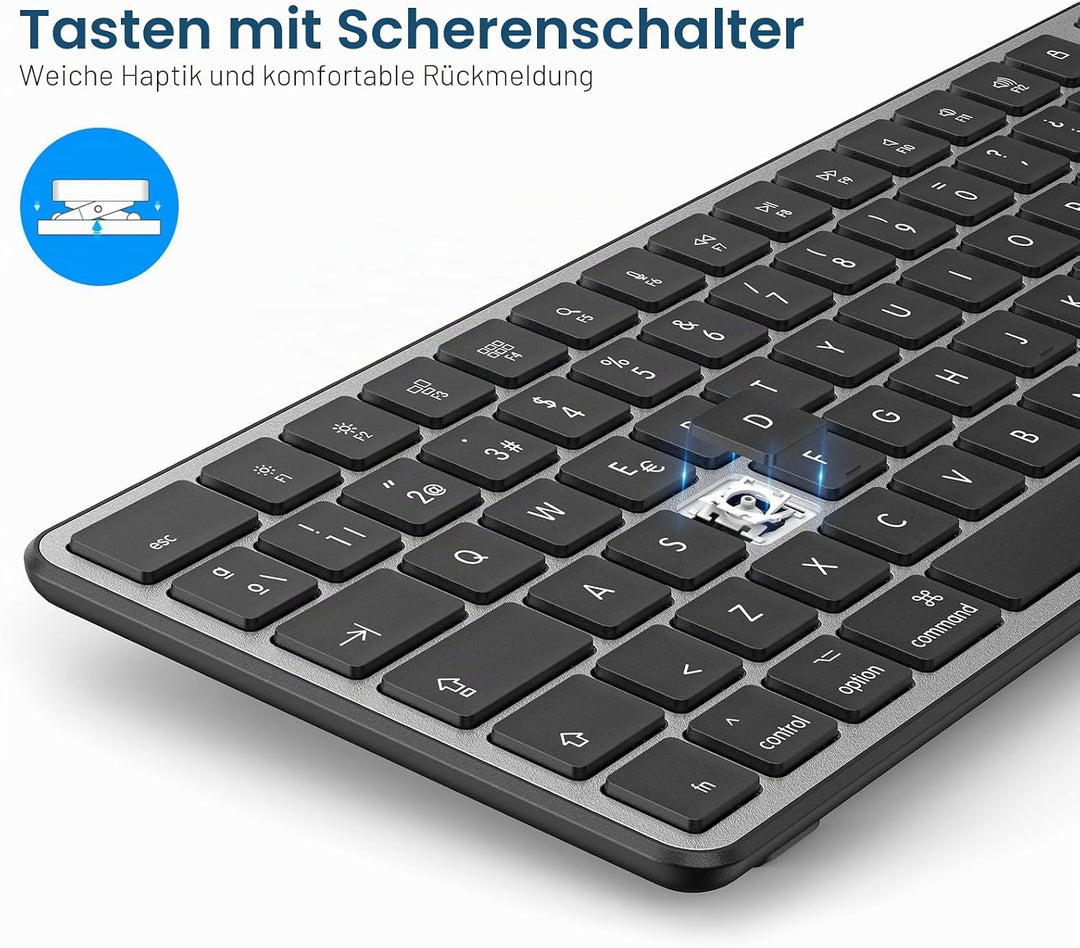 OMOTON Mac Tastatur Maus Set Kabellose für MacBook Air/Pro/iMac/iMac Pro/Mac mini, Bluetooth Funktas