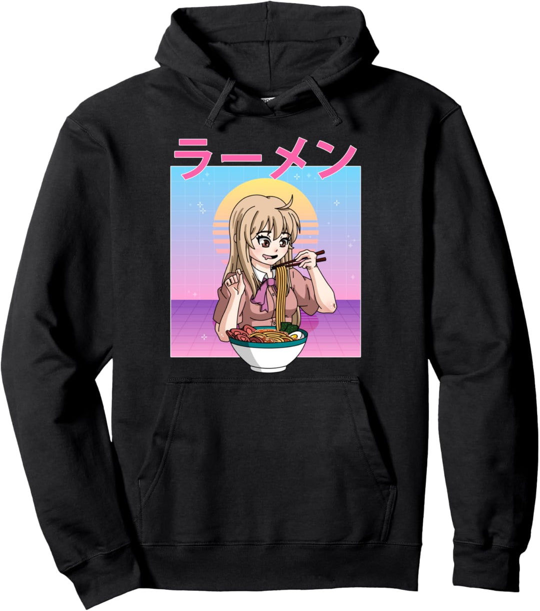 Retro 90er Jahre Japanisch Kawaii Mädchen Ramen Anime Pullover Hoodie