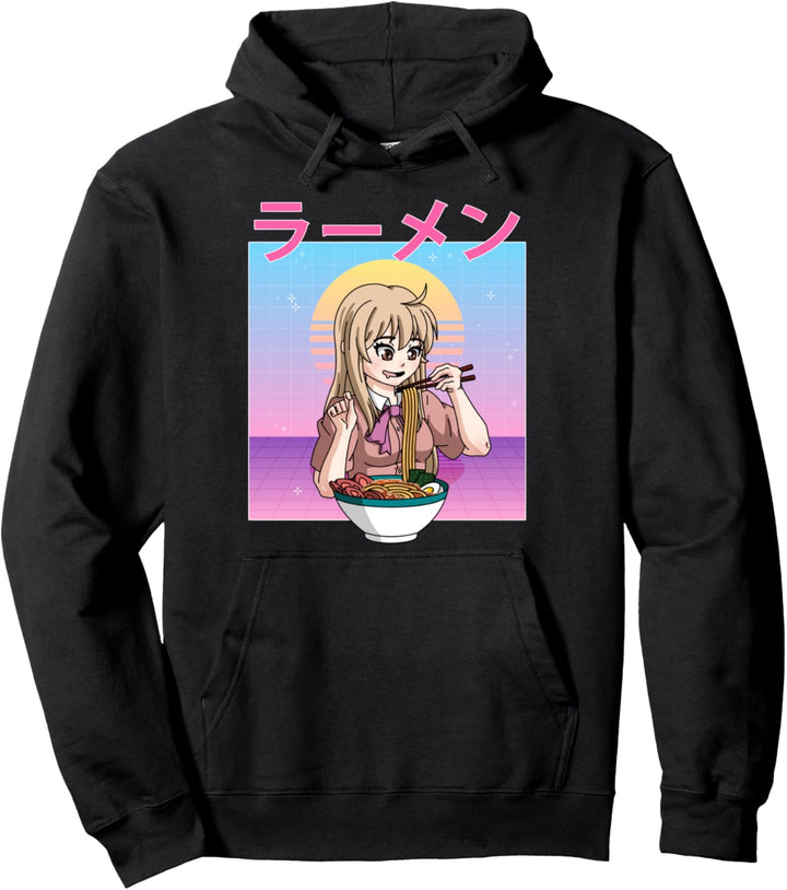 Retro 90er Jahre Japanisch Kawaii Mädchen Ramen Anime Pullover Hoodie