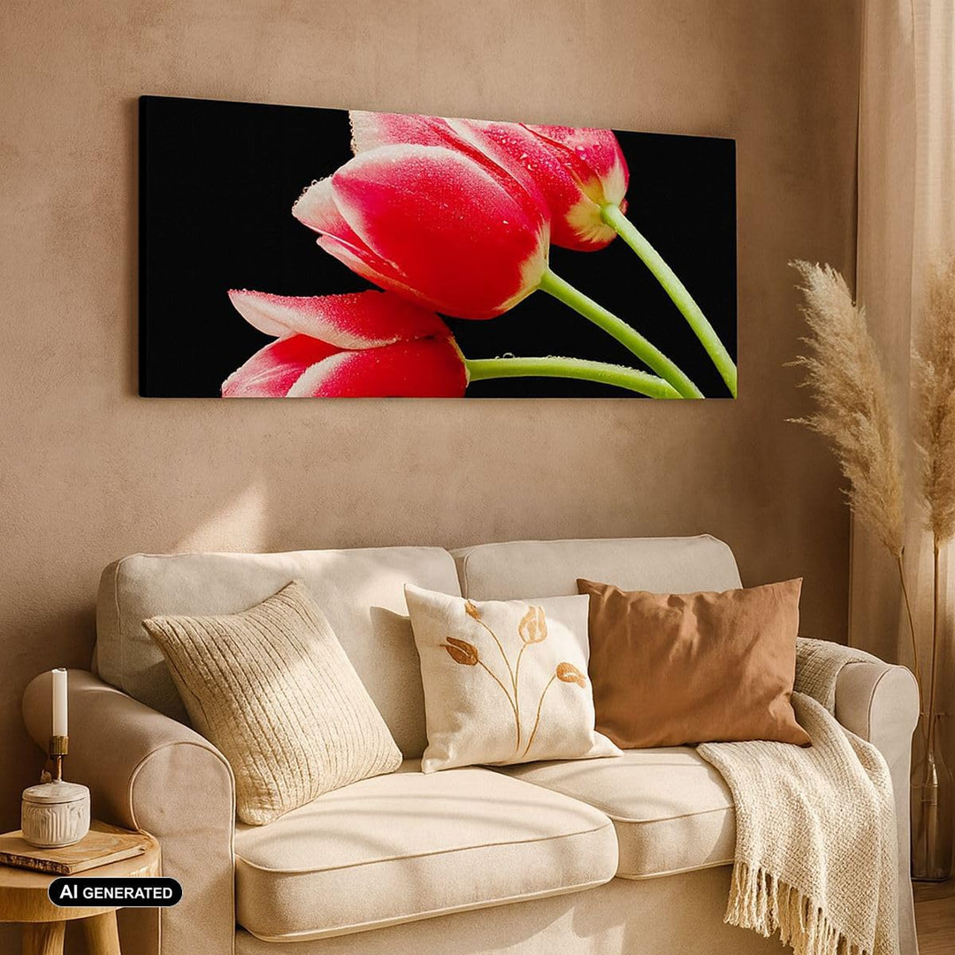 Wandbilder Dekoration Wohnzimmer Tulpe garten blume blumenstrauss Panorama Bilder auf Leinwand 120x5