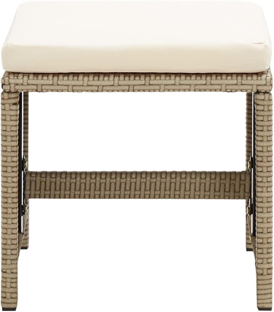 vidaXL 2X Gartenhocker mit Sitzkissen Sitzhocker Hocker Rattanhocker Gartenmöbel Fusshocker Garten B