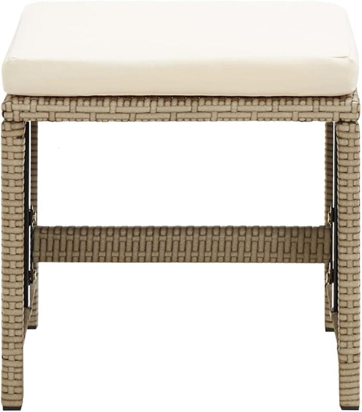 vidaXL 2X Gartenhocker mit Sitzkissen Sitzhocker Hocker Rattanhocker Gartenmöbel Fusshocker Garten B