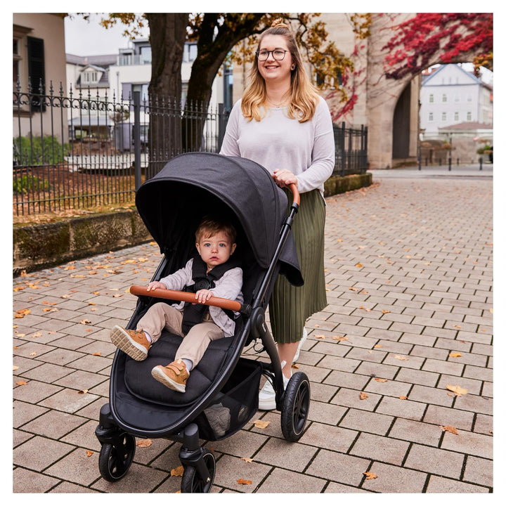 Hauck Uptown Kinderwagen Melange Black – Kinderwagen für jedes Gelände, extra grosser Sitz, flache L