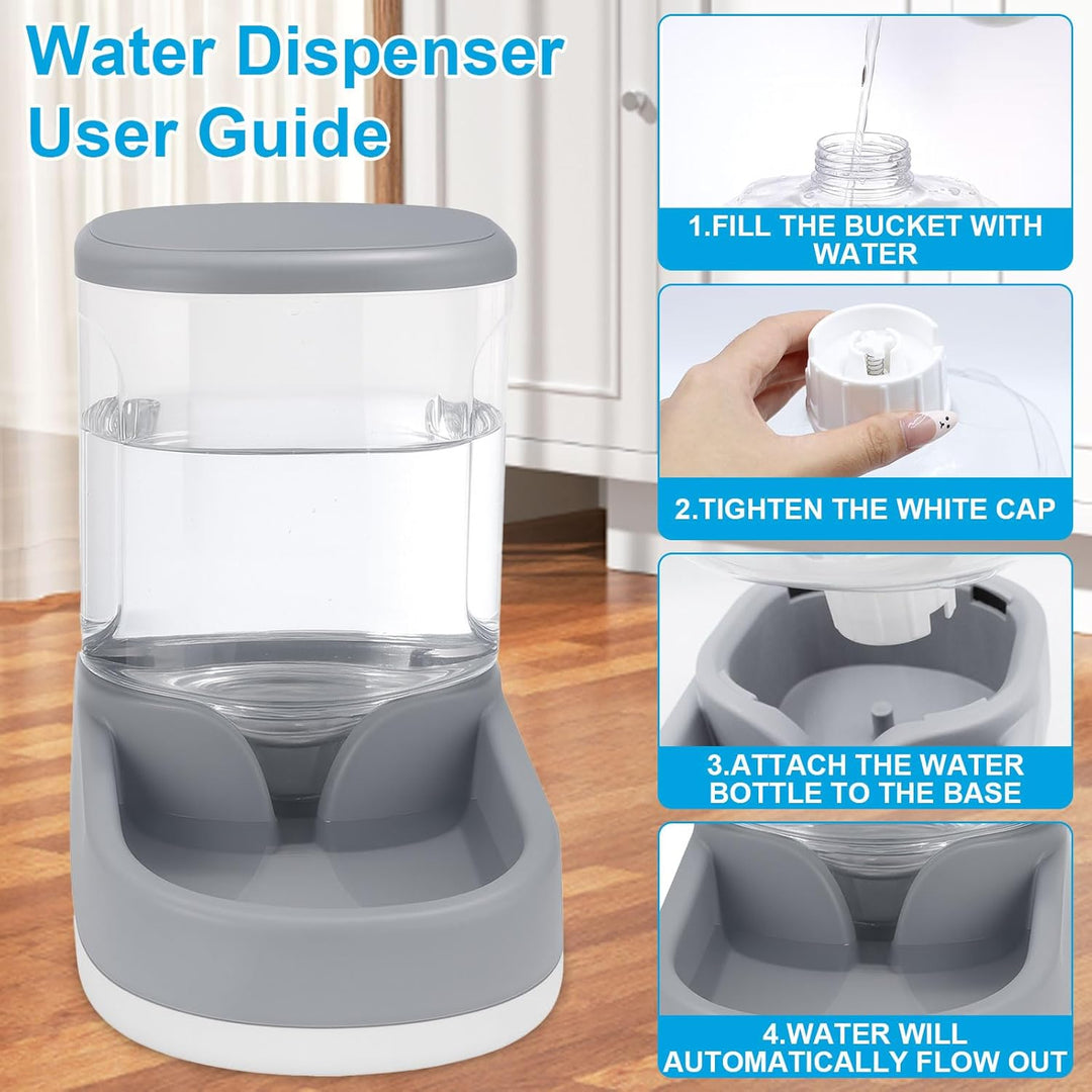 Wasserspender Futterspender für Katze und Hund 2×3,8 L Automatischer Futterspender, Katzenfutterspen