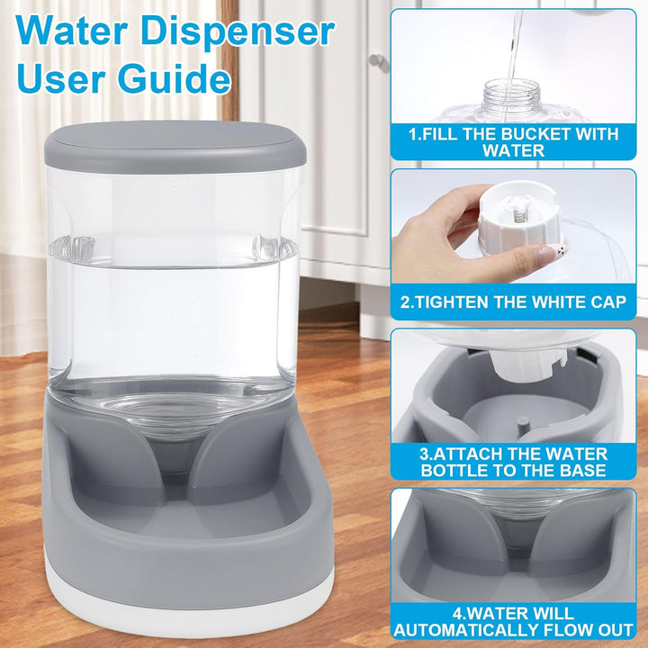 Wasserspender Futterspender für Katze und Hund 2×3,8 L Automatischer Futterspender, Katzenfutterspen